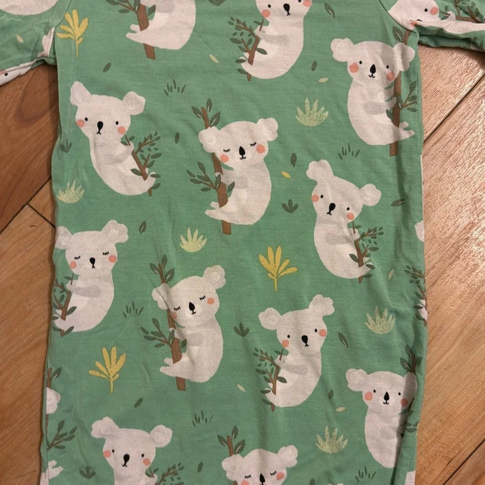 Little Sleepies Newborn Baby Boys Koala Green Bamboo Sleeper Gown Bunting EC